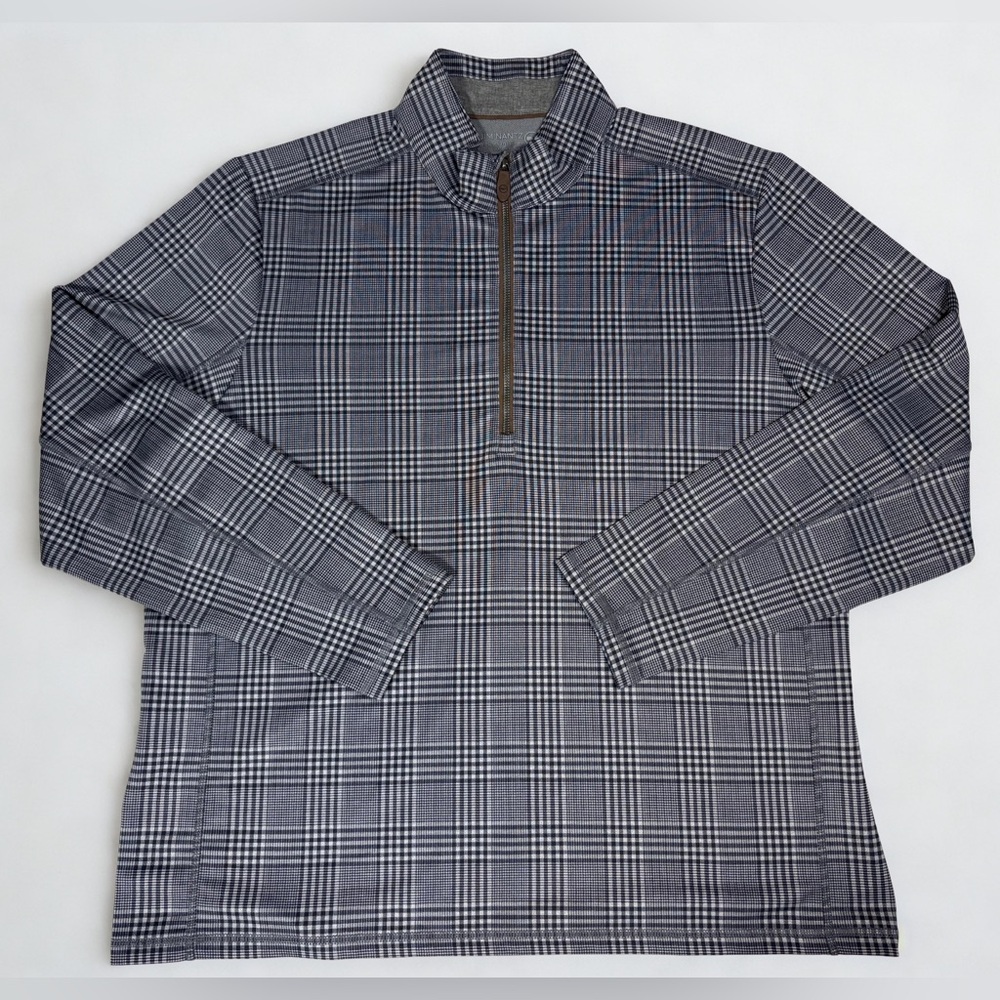 Vineyard Vines Gray Plaid Zip Up Sweater